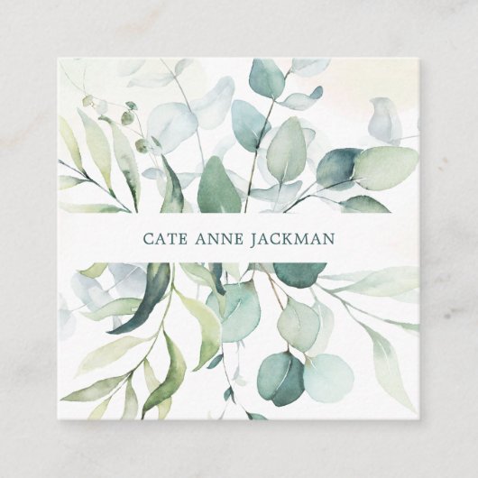 Elegant Eukalyptus Botanische Vegetation Moderne Quadratische Visitenkarte (Vorderseite)