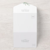 Elegant Eukalyptus Calligraphy Wedding All In One Einladung (Außenbereich)