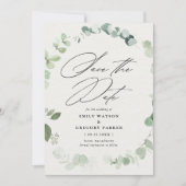 Elegant Eukalyptus Calligraphy Wedding Save The Date (Vorderseite)