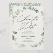 Elegant Eukalyptus Calligraphy Wedding Save The Date (Vorne/Hinten)