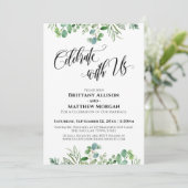 Elegant Eukalyptus Celebrate mit US Wedding Party Einladung (Stehend Vorderseite)