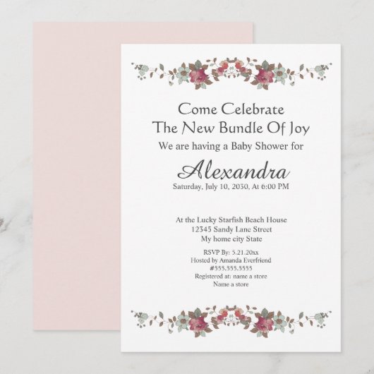 Elegant Eukalyptus Floral Blush Pink (Vorne/Hinten)