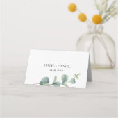 Elegant Eukalyptus Folded Wedding Platzkarte (Rückseite)