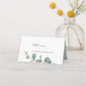 Elegant Eukalyptus Folded Wedding Platzkarte (Vorderseite)