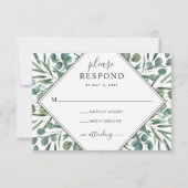 Elegant Eukalyptus Geometric Greenerity Wedding RSVP Karte (Vorderseite)