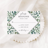Elegant Eukalyptus Geometric Greenerity Wedding RSVP Karte