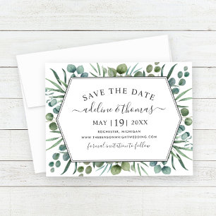 Elegant Eukalyptus Geometric Greenerity Wedding Save The Date