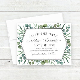 Elegant Eukalyptus Geometric Greenerity Wedding Save The Date