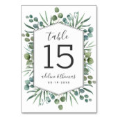 Elegant Eukalyptus Geometric Greenerity Wedding Tischnummer (Vorderseite)