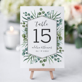 Elegant Eukalyptus Geometric Greenerity Wedding Tischnummer