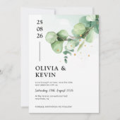 Elegant Eukalyptus & Gold - Chic Greenerity Weddin Save The Date (Vorderseite)