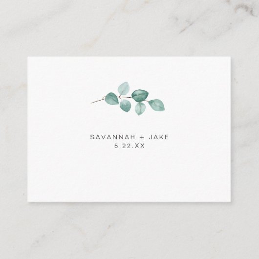 Elegant Eukalyptus Gold Hochzeitsinfo Begleitkarte (Rückseite)