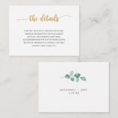 Elegant Eukalyptus Gold Hochzeitsinfo Begleitkarte (Vorne/Hinten)