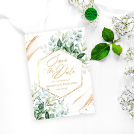 Elegant Eukalyptus Gold Wedding Save the Date Einladung