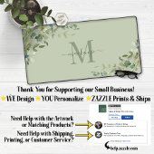 Elegant Eukalyptus Green Botanical Monogram Schreibtischunterlage