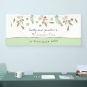 Elegant Eukalyptus Green Gold Names Datum Hochzeit Banner (Messe)