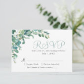Elegant Eukalyptus Greenerenerity Blätter Wedding RSVP Karte (Stehend Vorderseite)