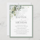 Elegant Eukalyptus Greenerity Baptism 1. Geburtsta Einladung (Vorderseite)