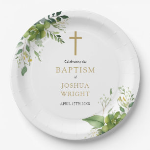 Elegant Eukalyptus Greenerity Baptism Christening Pappteller