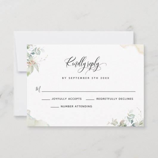 Elegant Eukalyptus Greenerity Blätter RSVP Card (Vorderseite)