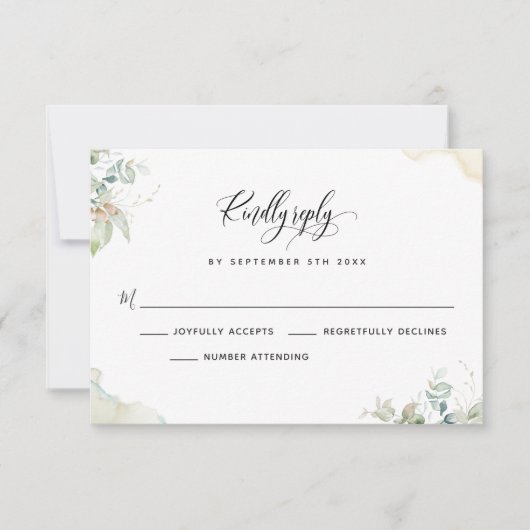 Elegant Eukalyptus Greenerity Blätter RSVP Card Karte (Vorderseite)