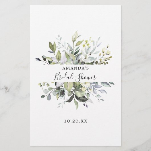 Elegant Eukalyptus Greenerity Brautparty Game (Rückseite)