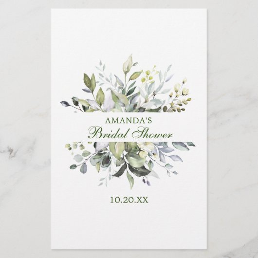 Elegant Eukalyptus Greenerity Brautparty Game (Rückseite)