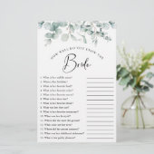 Elegant Eukalyptus Greenerity Brautparty Game (Stehend Vorderseite)