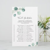 Elegant Eukalyptus Greenerity Brautparty Game (Stehend Vorderseite)