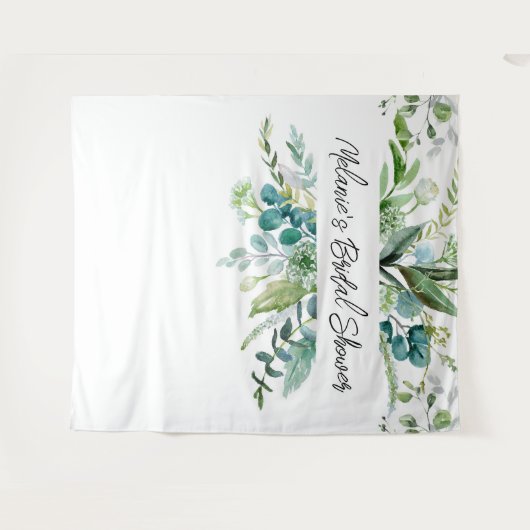 Elegant Eukalyptus Greenerity Brautparty Hintergru Wandteppich (Vorderseite (Horizontal))