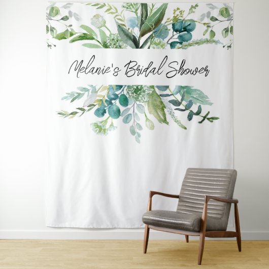 Elegant Eukalyptus Greenerity Brautparty Hintergru Wandteppich (Beispiel)