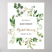 Elegant Eukalyptus Greenerity Brautparty Willkomme Poster (Vorne)