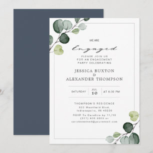 Elegant Eukalyptus Greenerity Engagement Party Einladung