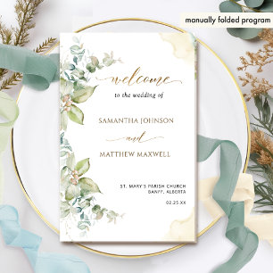 Elegant Eukalyptus Greenerity Folded Wedding Progr