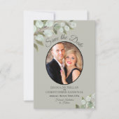 Elegant Eukalyptus Greenerity & Foto Sage Wedding Save The Date (Vorderseite)