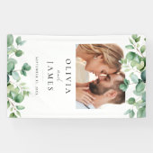 Elegant Eukalyptus Greenerity Foto Wedding Welcome Banner (Horizontal)