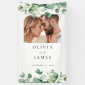 Elegant Eukalyptus Greenerity Foto Wedding Welcome Banner (Vertikal)