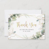 Elegant Eukalyptus Greenerity Gold Frame Wedding Dankeskarte (Vorderseite)