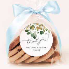 Elegant Eukalyptus Greenerity Goldfolie Wedding Runder Aufkleber