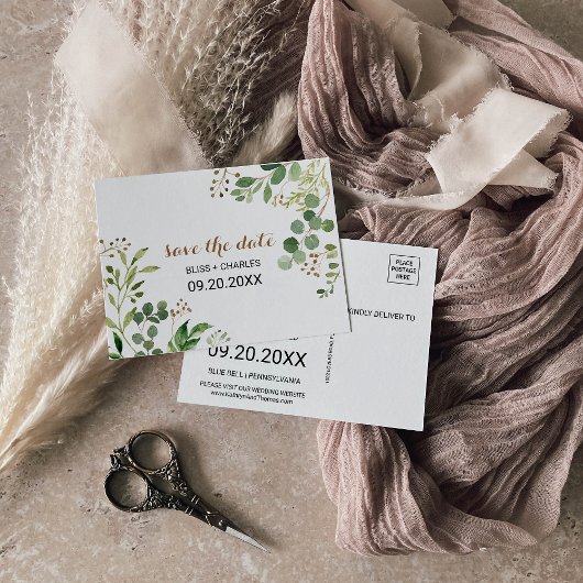 Elegant Eukalyptus Greenerity Save the Date Card Postkarte