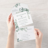 Elegant Eukalyptus Greenerity Wedding All in One I Einladung (Abreißen)