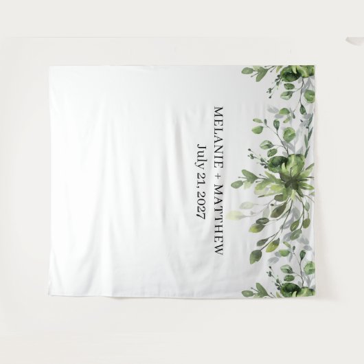 Elegant Eukalyptus Greenerity Wedding Backdrop Wandteppich (Vorderseite (Horizontal))