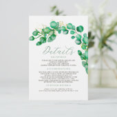 Elegant Eukalyptus Greenerity Wedding Details Begleitkarte (Stehend Vorderseite)