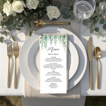 Elegant Eukalyptus Greenerity Wedding Menu Card