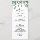 Elegant Eukalyptus Greenerity Wedding Menu Card Menükarte (Vorderseite)