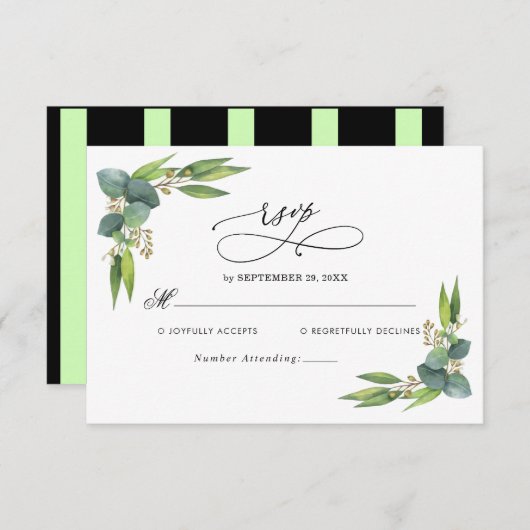 Elegant Eukalyptus Greenerity Wedding RSVP Card (Vorne/Hinten)