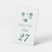 Elegant Eukalyptus Greenerity Wedding Table Sockelschild (Vorderseite)