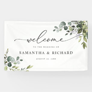 Elegant Eukalyptus Greenerity Wedding Welcome Banner