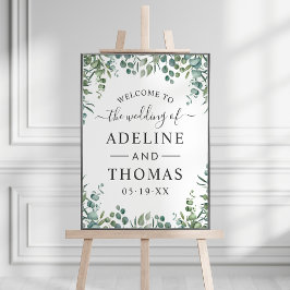 Elegant Eukalyptus Greenerity Wedding Welcome Poster