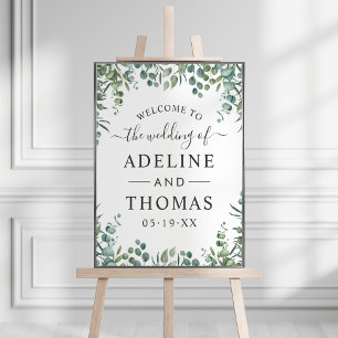 Elegant Eukalyptus Greenerity Wedding Welcome Poster